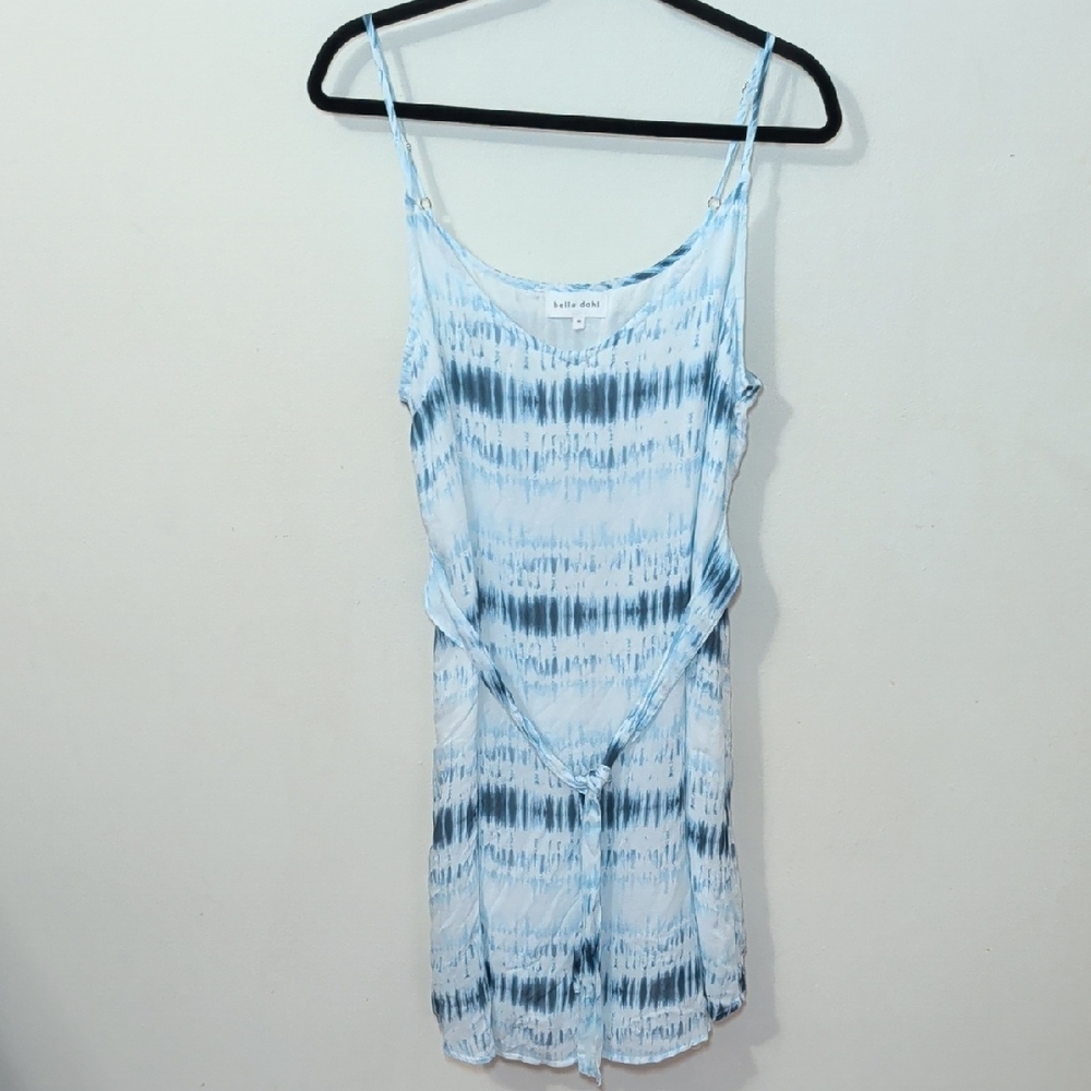 Bella Dahl Tie-Dye Slip Dress White Blue Mini Boho Festival Rayon Women's Size M